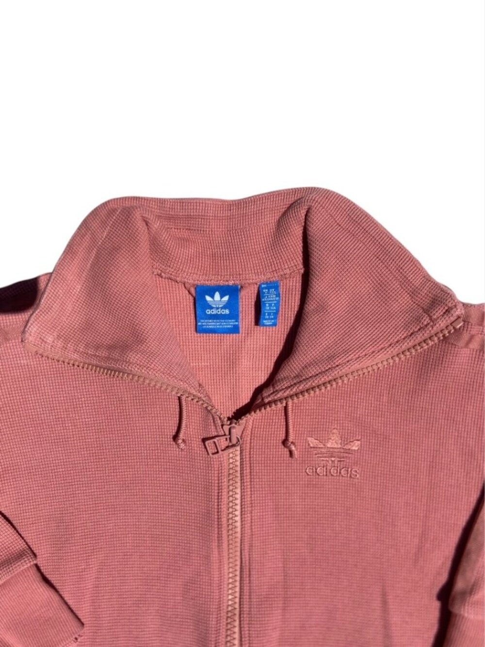 Adidas Women's Dusty Rose Cotton Zip-Up Track Jacket, XXS-S - Picture 4 of 5
